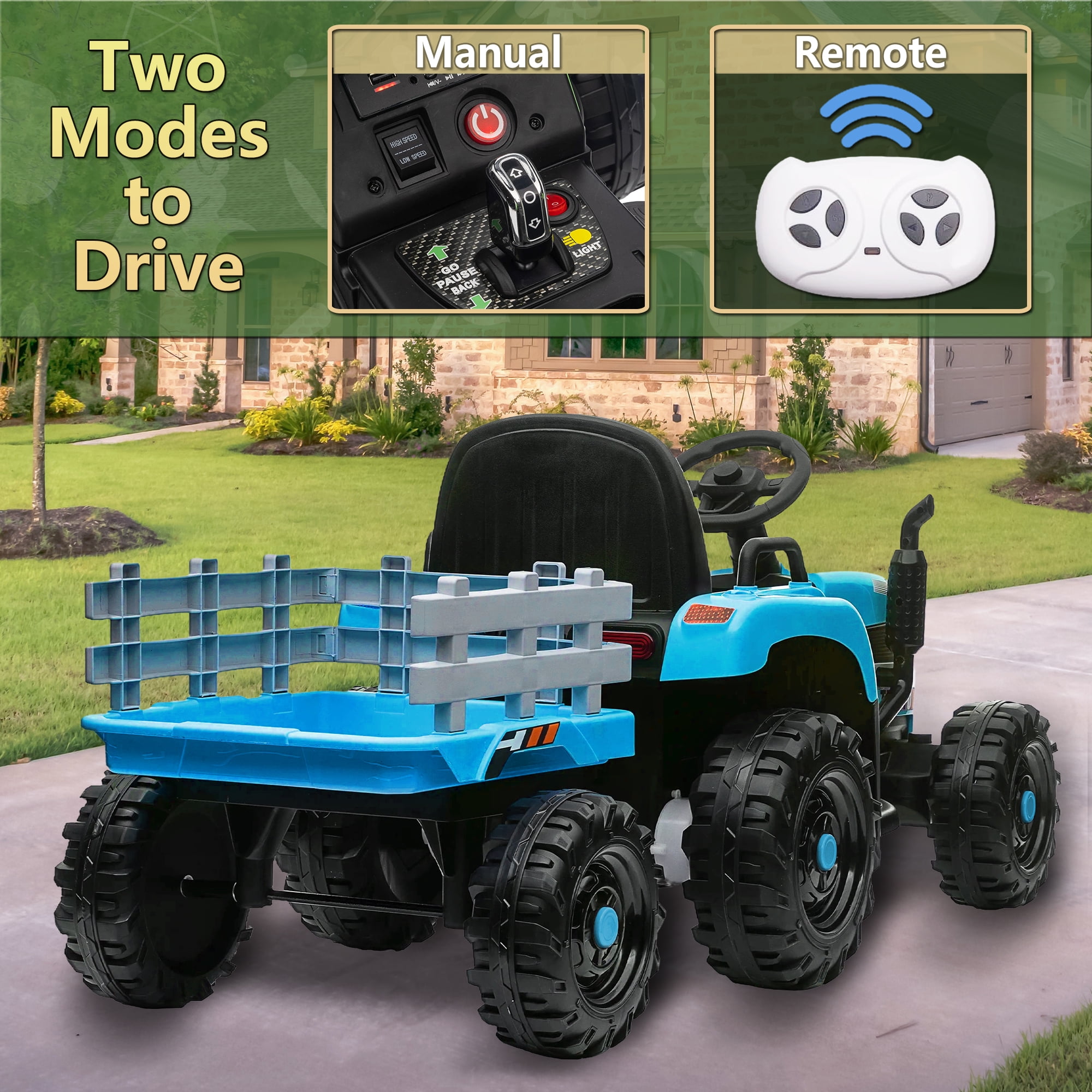 VEVOR Kids Ride on Tractor 12V Electric Toy Tractor with Trailer Remote  Control