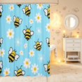thumbnail image 2 of Erosebridal Bohemian Bug Bee Shower Curtain 72Wx72L,Retro Floral Bathroom Curtain,Blue White, 2 of 5