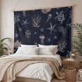 thumbnail image 3 of Navy Blue Coastal Large Tapestry for Bedroom Wall Hanging Tapestry,Nautical Summer Beach Sea Turtle Starfish Ceiling Backdrop Tapestries Poster Blanket Wall Decor for Teens Room Living Room 85" x 90", 3 of 8