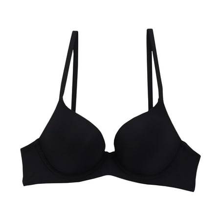 Ashirexll Bras for Women Spaghetti Strap Lightweight Breathable Comfortable Gathering Push-Up BraSeamless Thin Plus Size Soft Steel Ring Bra Black XL