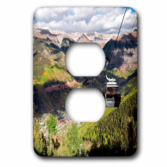 3dRose, The free gondola and the town of Telluride below, Colorado, 2 plug outlet cover