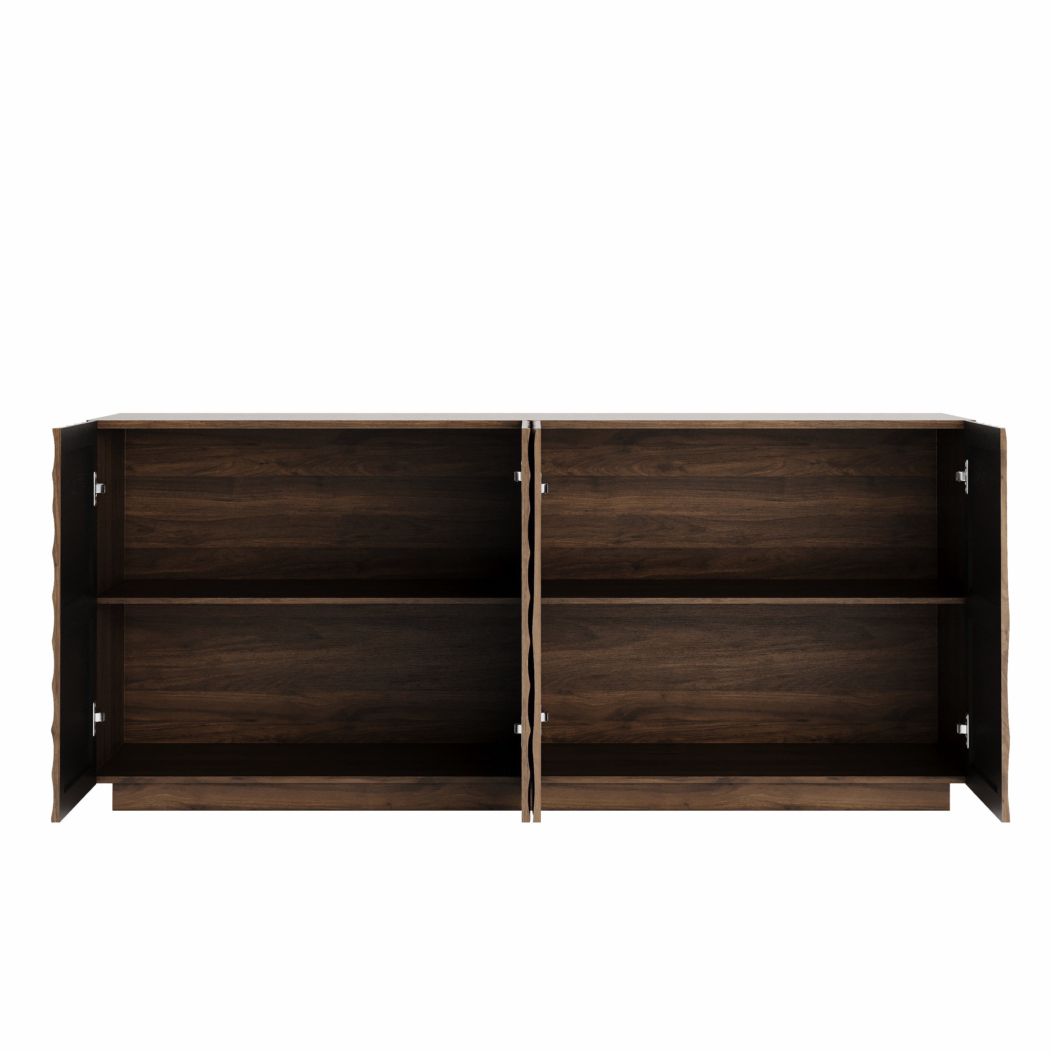 Homy Casa 59 in Modern 4-Door Sideboard Cabinet with Sculpted Ripple Storage Credenza Brown