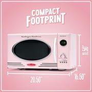 Nostalgia 0.9 cu ft Retro Microwave Oven, 800W Countertop Microwave Oven with Digital Clock, Pink