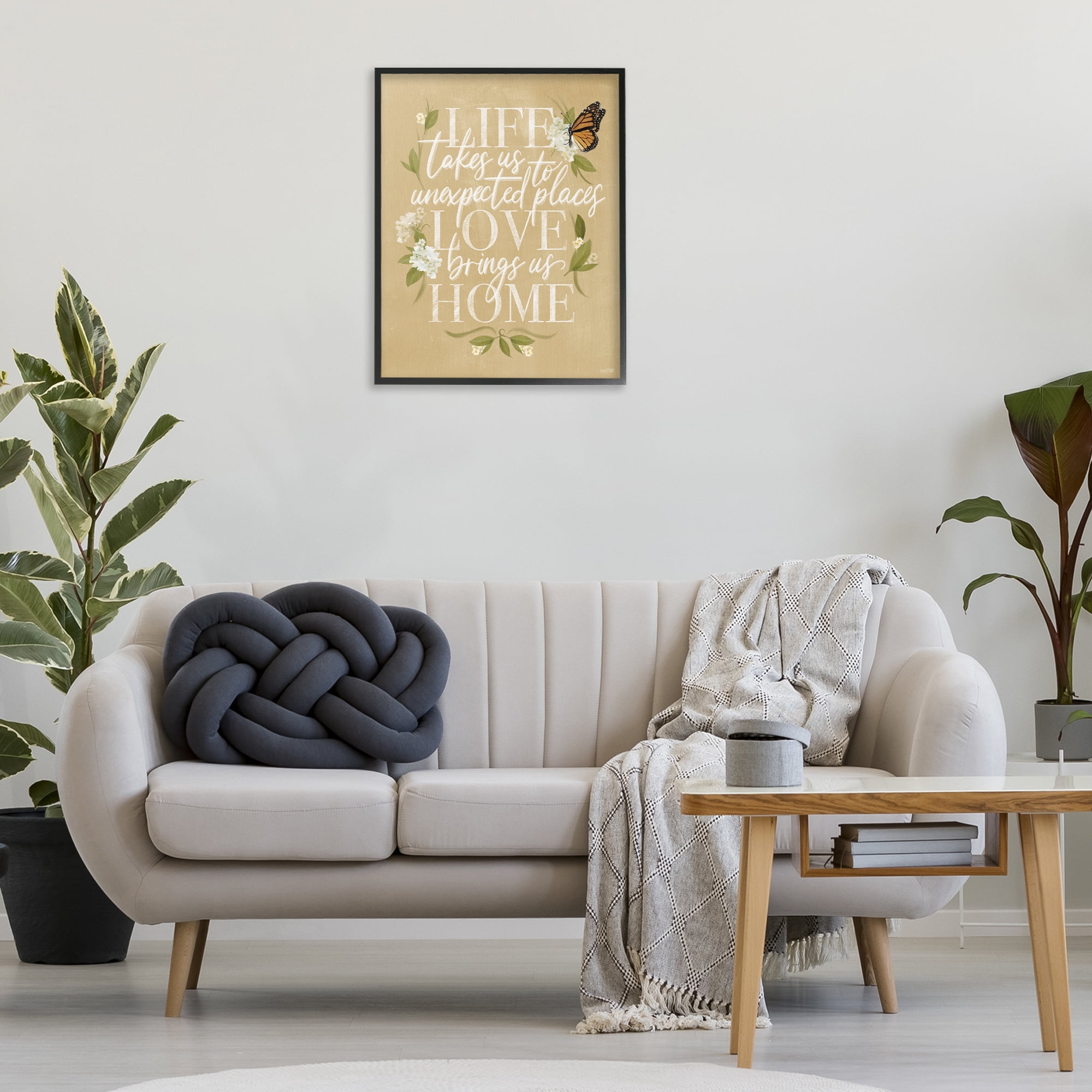 Stupell Industries Love Brings Us Home Botanical & Floral Painting Black Framed Art Print Wall Art, 24 x 30