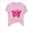 thumbnail image 2 of CLOISE Pink Breast Cancer Tops Women Short Sleeve Crewneck Tops Butterfly Ribbon Pink Breast Cancer Survivor Gifts Tee Shirts Cute Casual Shirts Cancer Support Clothes Pink S, 2 of 4