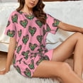 thumbnail image 6 of Womens Pajama Sets With Pocket, Leopard cactus Heart pink Lounge Sets Short Sleeve Sleepwear PJ Sets for Women, 6 of 6