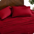 thumbnail image 4 of Bare Home Bamboo Sheet Set - Made from Rayon Fibers - Deep Pockets - 3 Piece - Twin XL, Red, 4 of 7