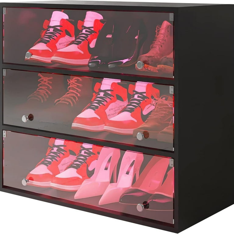 Sliding shoe box storage sale