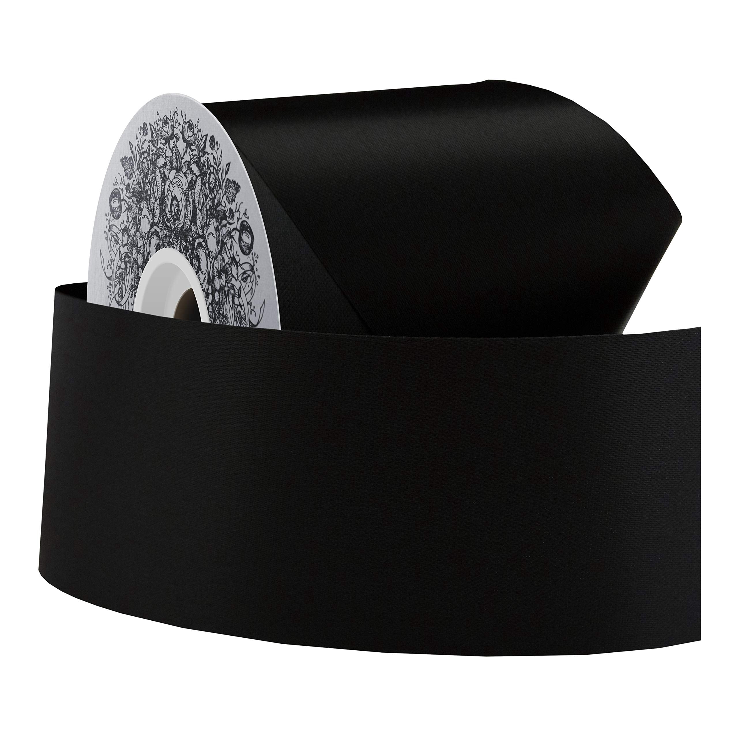 McGinley Mills 2.5" W Acetate Satin Ribbon, Black, 50 Yard Spool