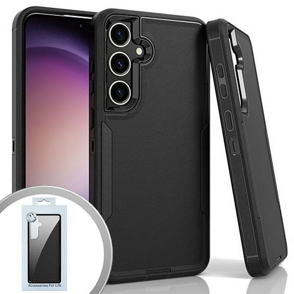 For Samsung Galaxy S24  S24 Plus SM-S926 Slim Tough Hybrid Cell Phone Cover Case - Black