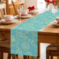 thumbnail image 5 of Ocean Conch Shell Table Runner 70 Inches, Coastal Seahorse Coral Bows Vintage Blue Bed Runner Dresser Scarves Tabletop for Indoor Outdoor Parties/Ceremony/Banquet, 13" x 70", 5 of 9