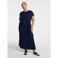 thumbnail image 5 of Time and Tru Women's and Women's Plus Side Tie Midi Dress with Dolman Sleeves, Sizes XS-4X, 5 of 5