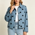 thumbnail image 3 of Lutiedan Women's Polka Dot Cropped Jacket Waterproof Button Front Collared Outerwear Casual Baggy Streetwear Jacket S-3XL, 3 of 8