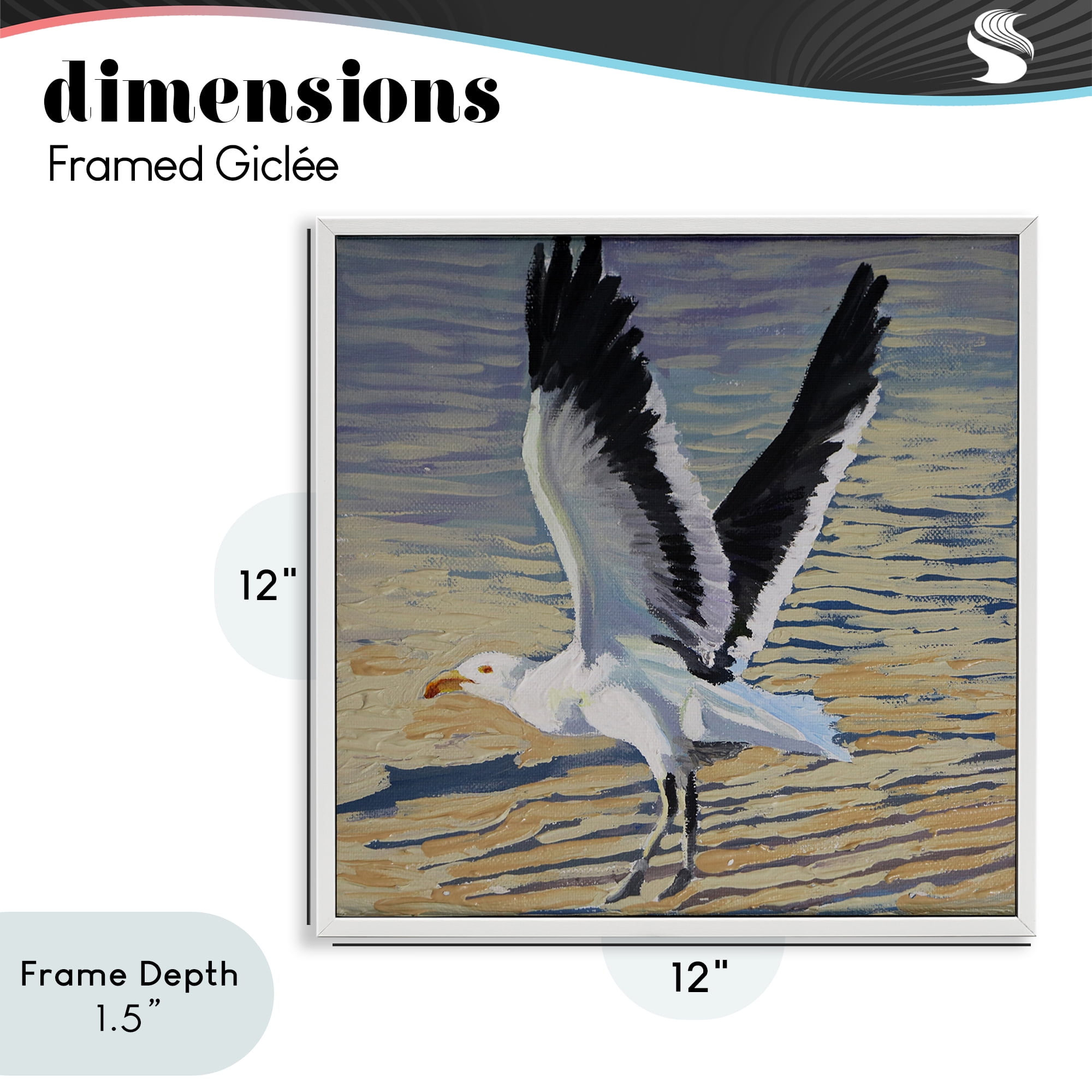 Stupell Industries Seagull Taking Flight White Framed Giclee Art, design by Violeta Vollmer