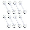 thumbnail image 2 of TUIBELYN 12pcs Clear Tongue Rings Retainer Bar Barbell Acrylic UV Piercing Body Jewelry, 2 of 6