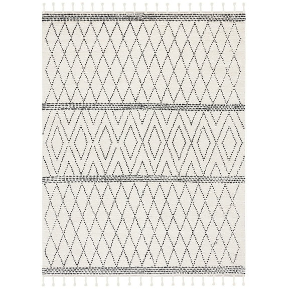 SAFAVIEH Casablanca Lilly Diamond Wool Area Rug, Ivory/Black, 8' x 10'
