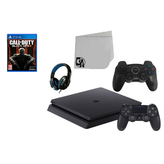 Pre-Owned Sony 2215A PlayStation 4 Slim 500GB Gaming Console Black 2 Controller Included with Call Of Duty Black Ops 3 Game BOLT AXTION Bundle Lke New