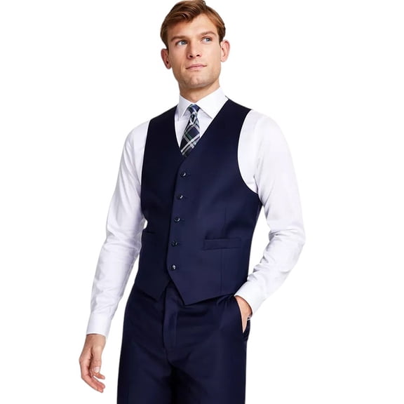 Alfani Mens Slim fit Button-Up Suit Vest XL Navy Blue Solid