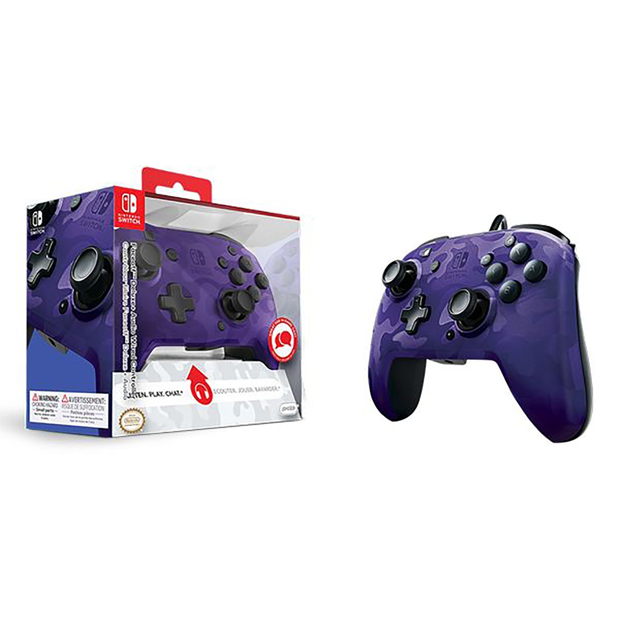 Faceoff Deluxe + Audio Purple Camo Wired Nintendo Switch