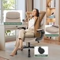 thumbnail image 5 of Ergonomic Office Chair High Back with Lumbar Support, PU Leather Desk Chair, Adjustable Height & Flip-Up Armrests, Swivel Rolling Wheels for Home Office, Computer Gaming Chair (White), 5 of 7