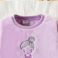 thumbnail image 5 of NOLDARES Toddler Kid Girl 2 Piece Winter Clothes CartoonPrint Long Sleeve Soft Sweatshirt and Pants Outfits Clothing(Light Purple,3-4 Y), 5 of 7