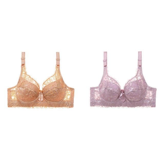 (2-Pack) Rinsvye Womens Lace Bra With Padded Cups Enhancement Push Up Bra For Natural Lift And Comfort Everyday Wear