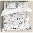 thumbnail image 1 of Unicorn Party Duvet Cover Set Queen Size, Cute Horse with Horn Flying among the Clouds with Hand Lettering Dream Quote, Decorative 3 Piece Bedding Set with 2 Pillow Shams, Multicolor, by Ambesonne, 1 of 3