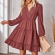 thumbnail image 5 of Vestido De Manga Larga Con Vuelo, Cintura Con Corsé, Costura De Encaje, Vestido Midi Fluido Para Mujer, Suave Y Cómodo Para Ir De Compras ANGGREK Otros, 5 of 6