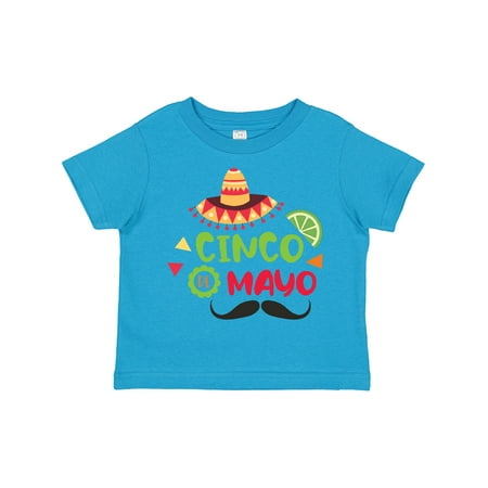 

Inktastic Cinco De Mayo with Sombrero Lime and Mustache Gift Toddler Boy Girl T-Shirt