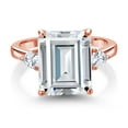 thumbnail image 2 of Gem Stone King 18K Rose Gold Plated Silver 3-Stone Ring Set with Moissanite (7.70 Cttw) (Size 7), 2 of 3