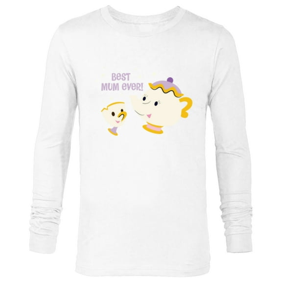 Disney Beauty and the Beast Mrs Potts and Chip Best Mum Ever - Long Sleeve T-Shirt for Men - Customized-White
