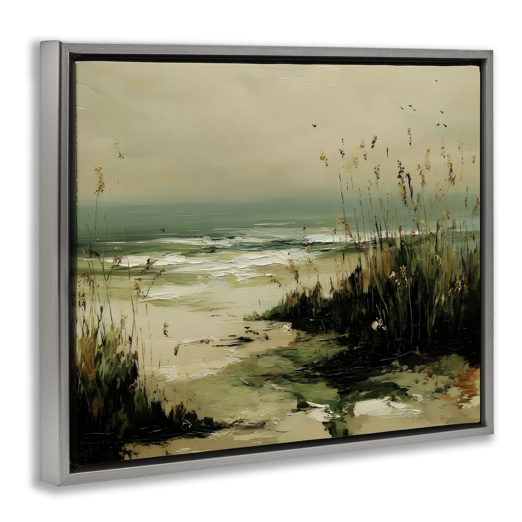 Stupell Industries Sea Oats on the Beach Gray Framed Floater Canvas Wall Art, design by Franklyn Gregory