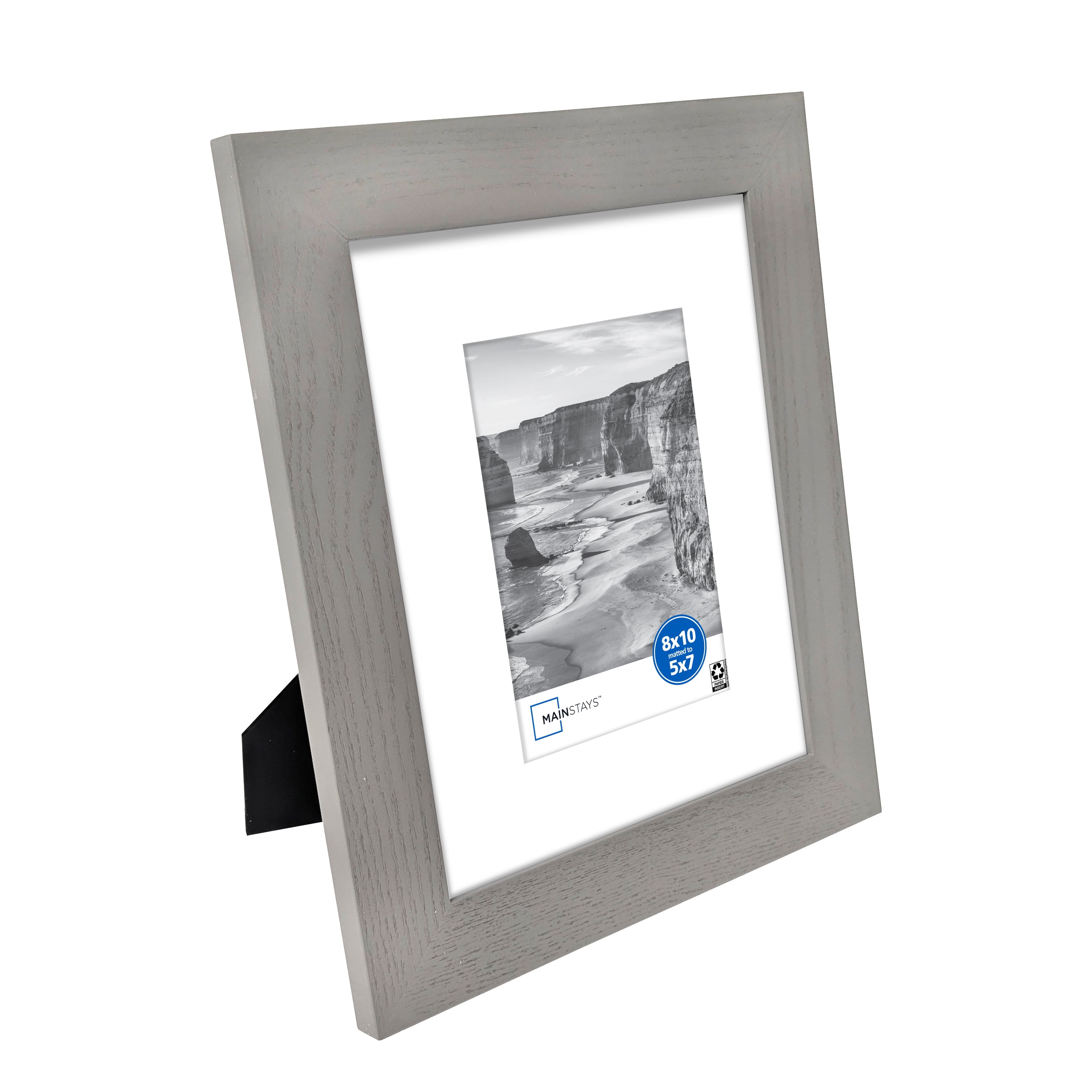 Mainstays 8 x 10 in Picture Frames, Matted to 5 x 7 in, Gray 1.5 in Gallery Style, 2-Pack