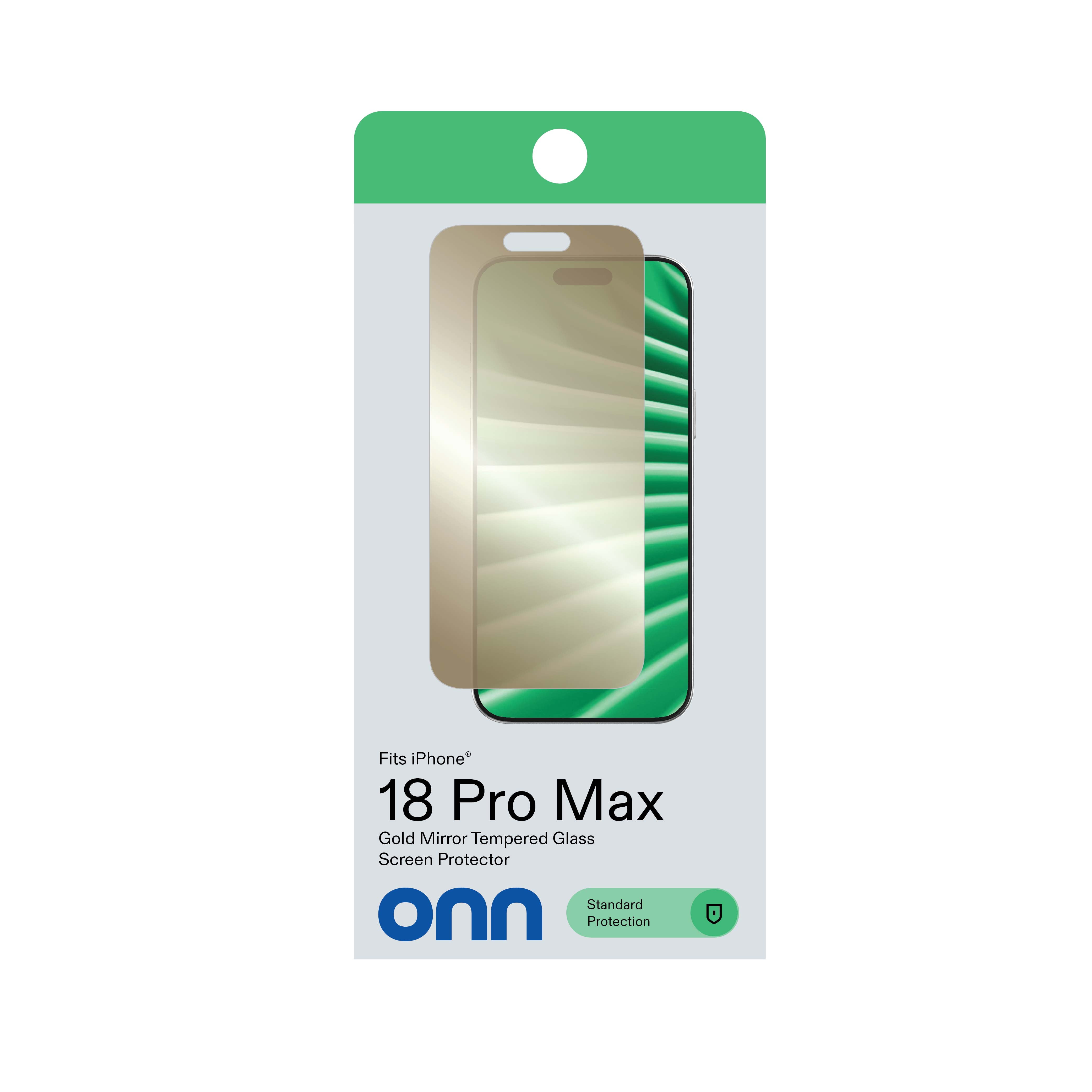 onn Mirror Glass Screen Protector for iPhone 18 Pro Max with Easy Application Tray - Gold Mirror Finish