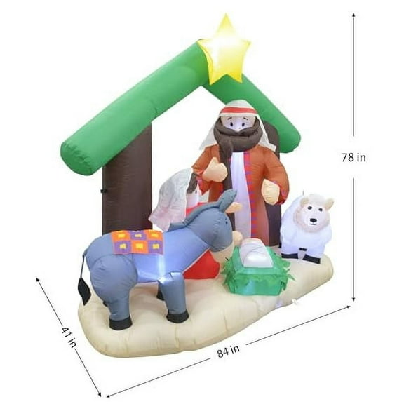 Jeco CHD-OD075 7FT Inflatable Nativity Scene, Multi