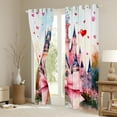 thumbnail image 3 of Homewish Kids Princess Castle Curtains Pack of 2 (42x84 Each), Pink Watercolor Bowknot Curtains Blackout, Oil Printing Bedroom Curtains, Blackout Curtains Decor, 3 of 6