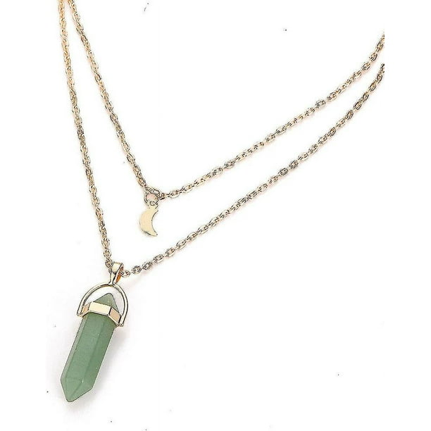 Gargantilla en capas Collares pendientes para mujer Gargantilla de moda Collar multicapa para mujer Cadena con colgante irregular Ópalos Collares de cristal y collares de cadena F