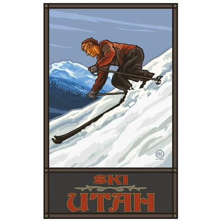 Ski Utah Downhill Skier Man Travel Art Print Poster by Paul A. Lanquist (12