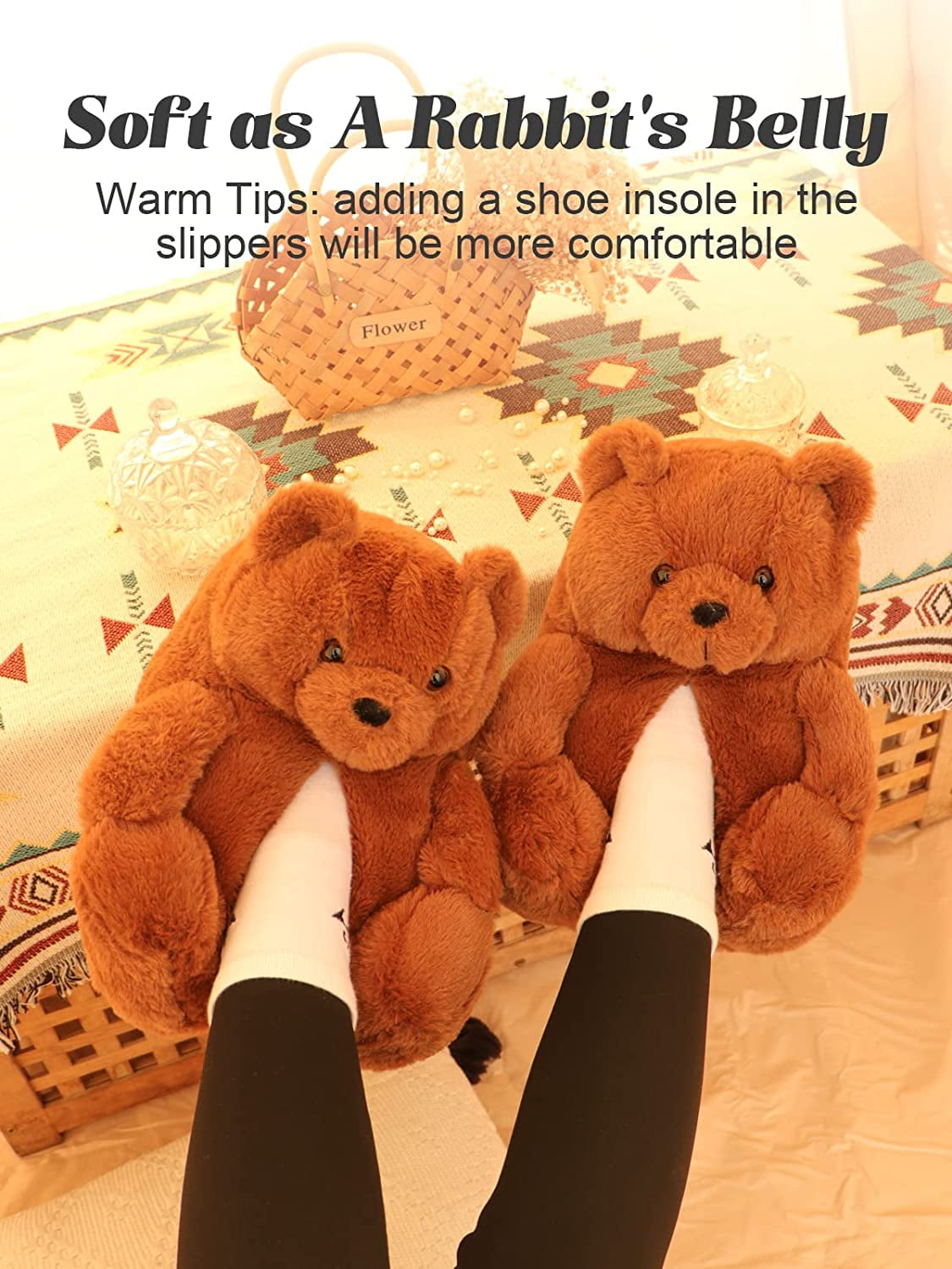 CoCopeanut Fun Teddy Bear Home Slipper for Child Women Designer Animal  Winter Floor Female Kids Fuzzy Slippers Teddy Bear Shoes Slides 