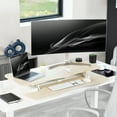 thumbnail image 3 of VIVO Adjustable 42" Standing Desk Monitor Riser, Light Wood Top, White Frame, 3 of 9