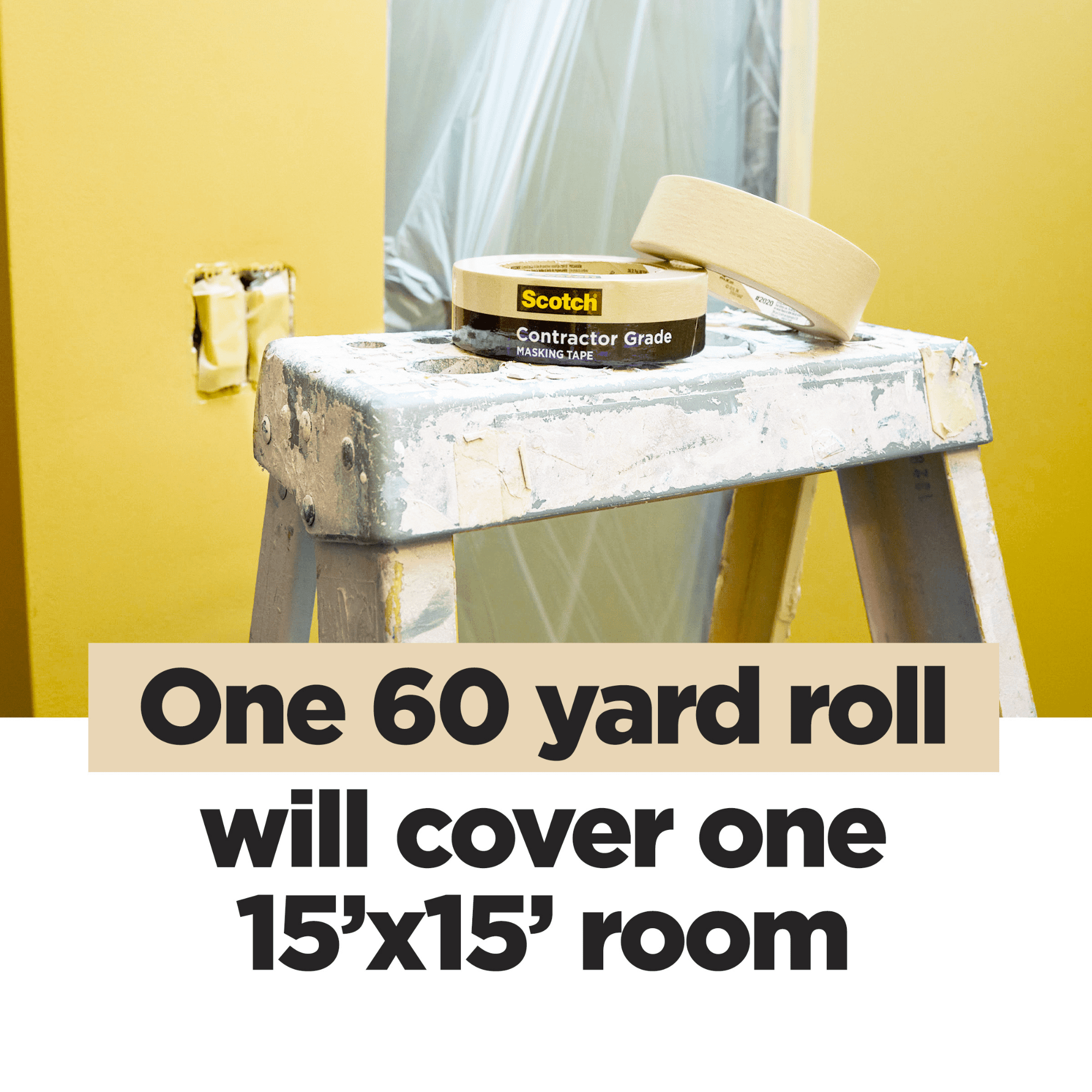 Scotch Contractor Grade Masking Tape (2020): 1.88 in. x 60 yds. (Tan) [3 Rolls]