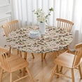 thumbnail image 3 of Red Mushroom Berry Leaf Beige Pattern Round Fitted Tablecloth with Elastic Edge,Dining Table Cover Waterproof,Outdoor Round Tablecloth for Camping,Dining,Indoor and Outdoor, 3 of 7