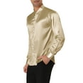 thumbnail image 4 of MODA NOVA Big & Tall Men's Satin Long Sleeve Button Down Slim Fit Dress Shirt Beige XXL, 4 of 6