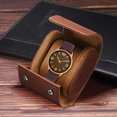 thumbnail image 4 of Leather Watch Travel Case Single Watch Box for Men Women Watch Holding, 1 Slot, Brown, 4 of 6