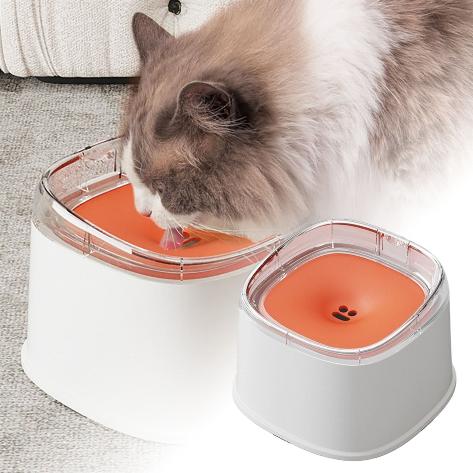 Pet Buoyant Water Dispenser for Cats Dogs Outdoor Indoor Use White Orange Automatic Drinking Feeder