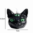 thumbnail image 2 of Gallickan Spooky Three-Eyed Black Cat LED Candle Lamp, Halloween Decor Flameless Tealight, Gothic Resin Tabletop Ornament, 1pc, 2 of 5