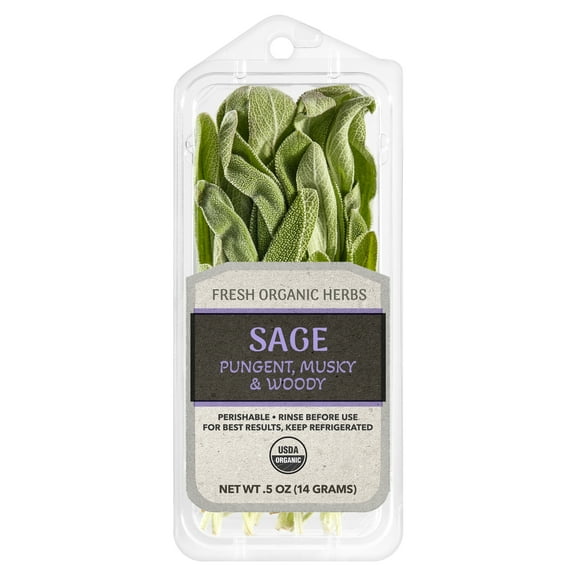 Fresh Organic Sage, 0.5 oz Clamshell