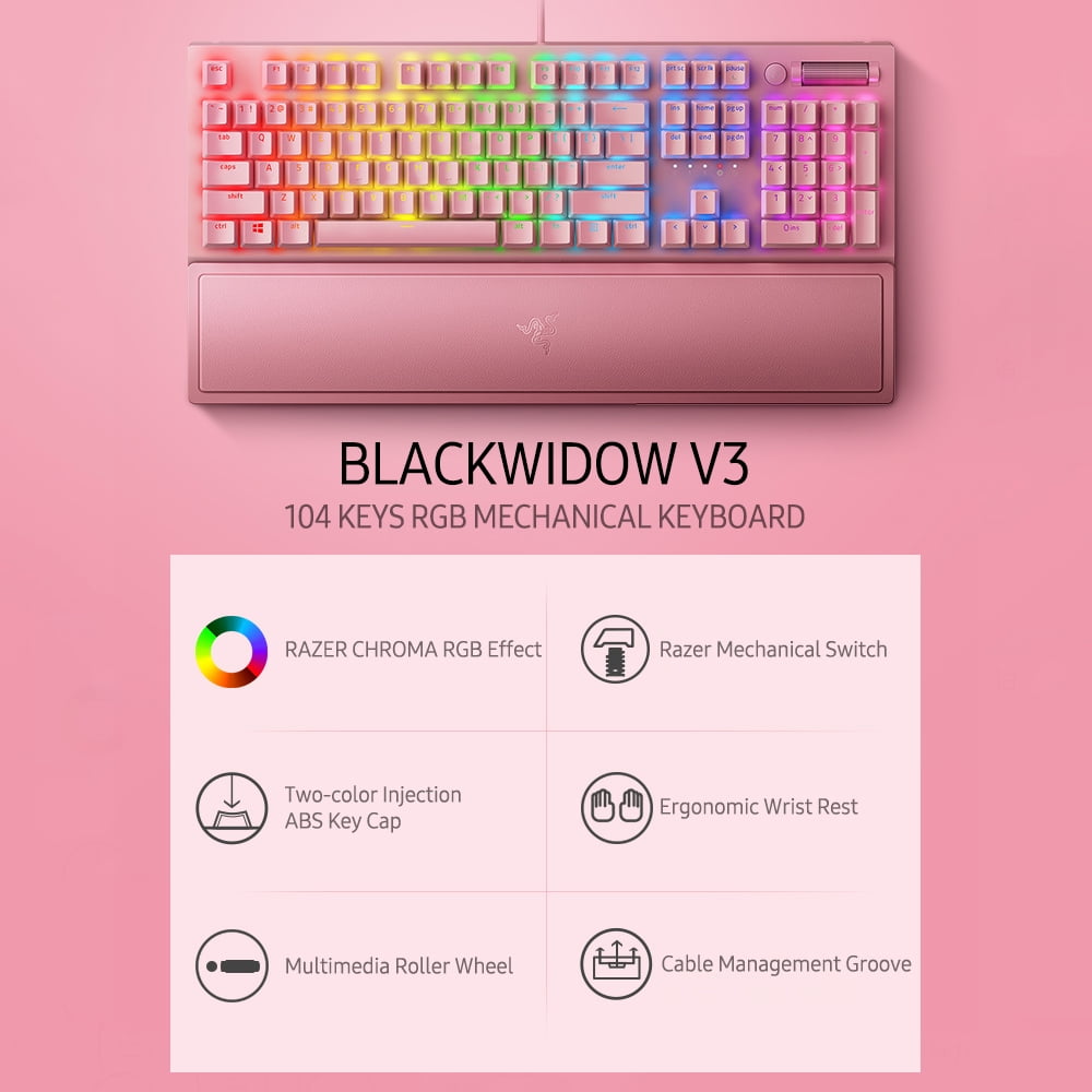 PC/タブレット PC周辺機器 Razer BlackWidow V3 Quartz Edition Mechanical Keyboard 104 Keys 