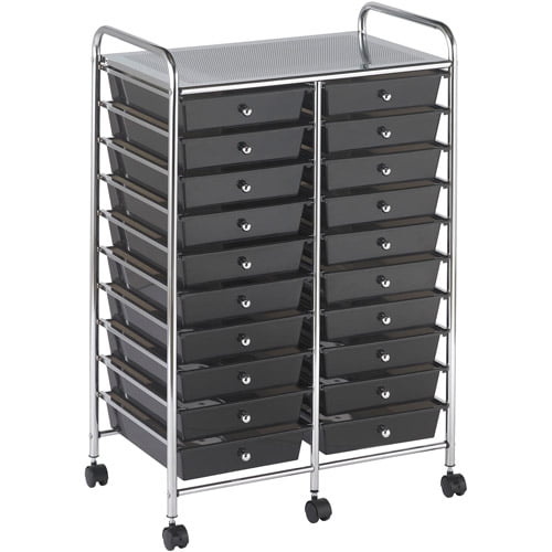 ECR4KIDS 20 Drawer Mobile Organizer - Smoke Gray