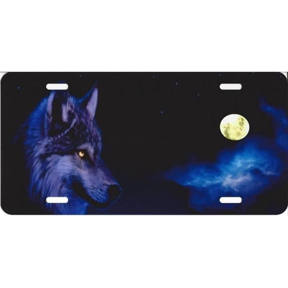 212 Main SM757 6 x 12 in. Offset Wolf & Moon License Plate